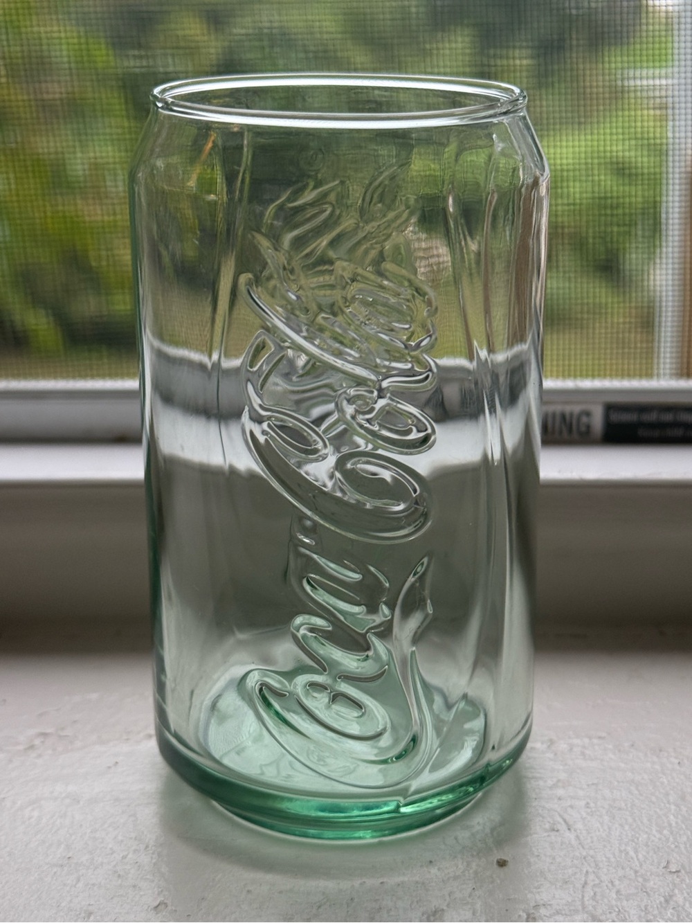 Retro Coca Cola Green/Teal Tinted Can-Shaped Drinking Glass - Small - Collectors